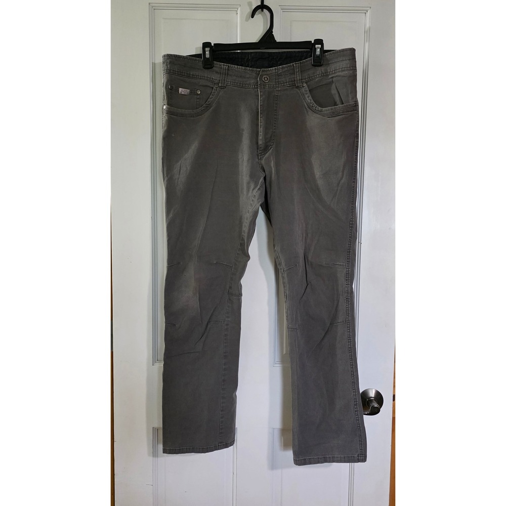 Kuhl Kanvus Jean Mens 38x32 Gray Stretch Canvas Articulated Knee Work Pants